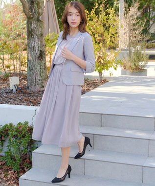 Tiaclasse L ブラウジングシフォンワンピース ラベンダー