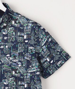 23区GOLF 【MEN】【吸水速乾/UVカット】パリマップ総柄ポロシャツ ネイビー系5