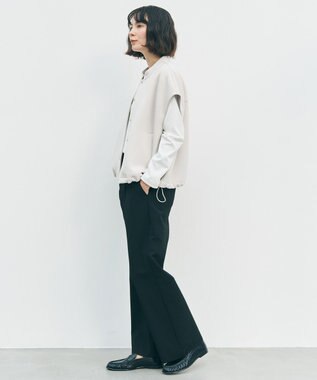 UNFILO 【セットアップ着用可/ウエストゴム】マイビューティ セミフレアパンツ ブラック