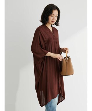 Green Parks Ｉ　レーヨンクレープチュニック Brown