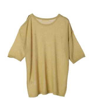 Green Parks 透かし編み肩あきニットプルオーバー Light Khaki