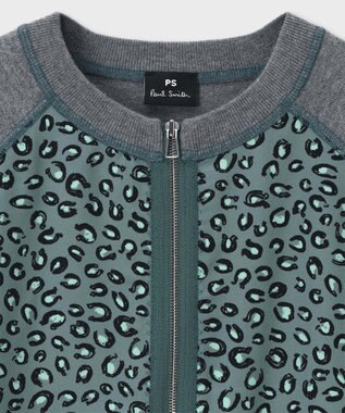 Paul Smith Horseshoe Leopardジップアップ ニット グレイッシュブルー