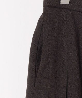 自由区 S 【セットアップ対応】リネンライクシンセティックタック スカート ダークブラウン