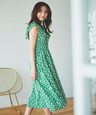 Feroux 【美人百花7月号掲載】フラワープリント ワンピース グリーン系9