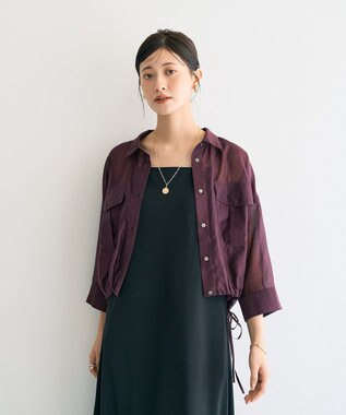 YECCA VECCA 【2点SET】シアーシャツ×Aラインキャミワンピース Purple