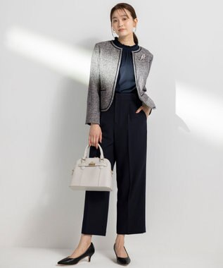 ANY SIS L 【洗える】ライトストレッチ ツイード ジャケット ネイビーシャンブレー