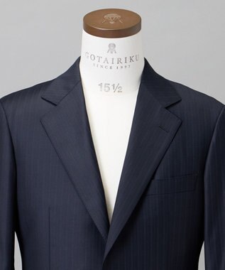 GOTAIRIKU シワになりにくい【御幸毛織/みゆきけおり】Superio160 スーツ_ネイビーストライプ ネイビー系1