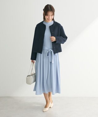 Green Parks ef-de ツイードノーカラージャケット Navy