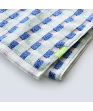 COQ 【SUPER ZERO】PLAID GEO チェックバスタオル ブルー