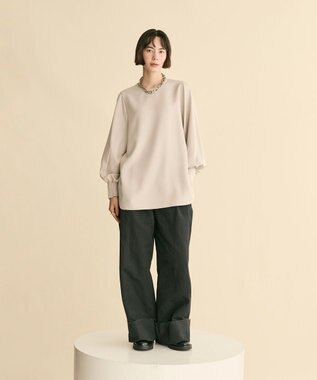 #Newans 【洗濯機可】シャーリングカフスパウダリーブラウス ベージュ
