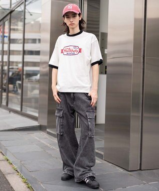 WEGO 【ユニセックス着用ITEM/MLサイズ展開】コンパクトフィットグラフィックリンガーT（SS） ホワイト