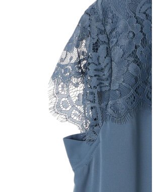 Green Parks 胸元レースフレンチスリーブブラウス Blue