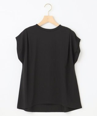 組曲 L 【UVケア・接触冷感】GIZAプレーティング天竺フレンチスリーブ Tシャツ ブラック系