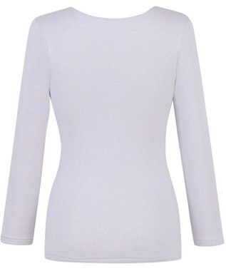 Wing あったかインナー 綿混素材 裏起毛(肌側) よく伸びる素材 ストレッチ性 保温性 【ラクのびサーモ】 ネックせまめ 8分袖 長袖 秋 冬 EL6912 ウイング／ワコール パープル