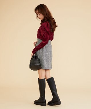 Feroux 【古畑星夏さん着用】ヘリンボンハイウエストミディ スカート ホワイト系2