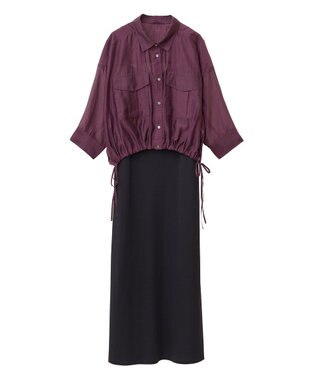 YECCA VECCA 【2点SET】シアーシャツ×Aラインキャミワンピース Purple
