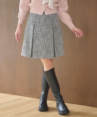 Feroux 【セットアップ対応】ツイードミニ スカート ブラック系2