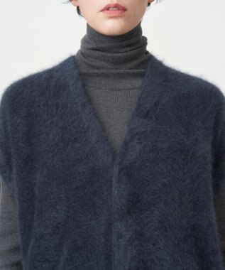 ATON ROYAL FUR CASHMERE | Vネックドレス NAVY