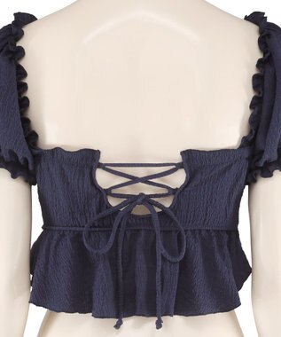 San-ai Resort（三愛水着楽園） 軽い着け心地でしっかり盛れる【楽盛り水着】　パフスリーブワイヤービキニ　9M　【San-ai Resort（サンアイリゾート）】 ネイビー