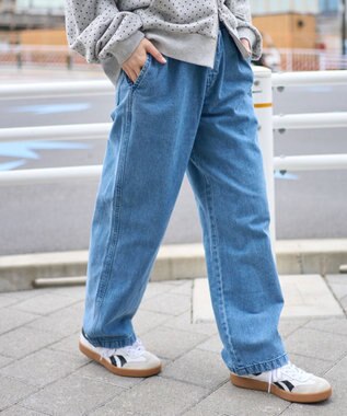 WEGO 【ユニセックス着用ITEM/ウエストゴム】ユルフィットデニムイージーパンツ デニム淡色