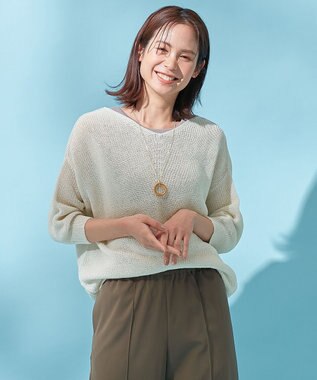 ANY 【洗濯機可能】ドライタッチニットプルオーバー エクリュ