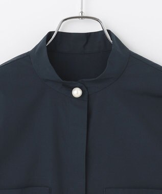 #Newans 【セレモニーにも】パールボタンビッグシャツ ネイビー系