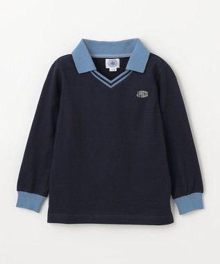 J.PRESS KIDS 【110-130cm】40/2天竺襟付き Vネック ポロシャツ ネイビー系