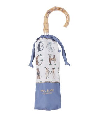 MOONBAT ポール & ジョー (PAUL & JOE ACCESSOIRES) ABC Garden アニマル 折りたたみ傘 竹手元 巾着型傘袋 ネイビーブルー