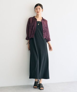 YECCA VECCA 【2点SET】シアーシャツ×Aラインキャミワンピース Purple