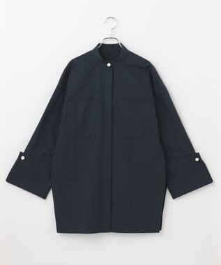 #Newans 【セレモニーにも】パールボタンビッグシャツ ネイビー系