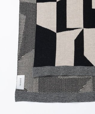 TRICOTE GEOMETRIC HERRINGBONE REBERSIBLE SCARF / キカヘリンボーンリバーマフラー 99BLACK