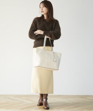 TOPKAPI 【TREASURE TOPKAPI】フロントステッチ　レザーA4トートバッグ クリーム