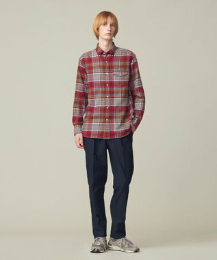 J.PRESS MEN コットンネル マルチチェックシャツ/B.D レッド系3