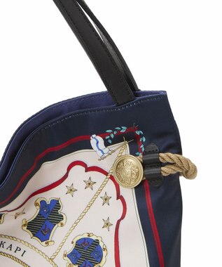 TOPKAPI 【TREASURE TOPKAPI】マイルドサテン スカーフ柄 トートバッグ ネイビー
