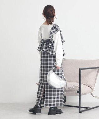 earth music&ecology 2wayフリルチェックキャミワンピース Black