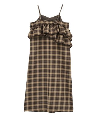 earth music&ecology 2wayフリルチェックキャミワンピース Brown
