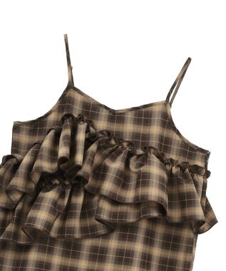 earth music&ecology 2wayフリルチェックキャミワンピース Brown