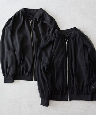 AMERICAN HOLIC リバーシブルシフォン×チュールブルゾン Black