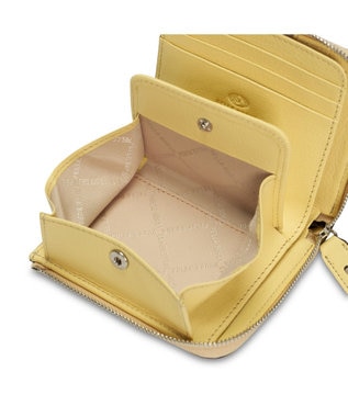 PELLE BORSA メッシュL字ファスナーミニ財布 Chrono Weave クロノウィーブ 5842 クリームイエロー