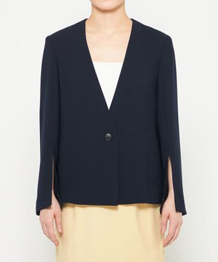 uncrave ウォッシャブル ダブルクロス スリットスリーブジャケット ネイビー