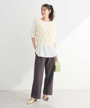 Green Parks フリンジニットベスト Ivory