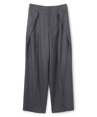 BEIGE， TERNES / 変形タックウールワイドパンツ Md.Gray