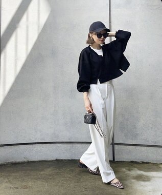 Green Parks ショート丈Ｖネックポンチプルオーバー Black