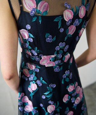 GRACE CONTINENTAL サマーフルーツ刺繍ワンピース ネイビー