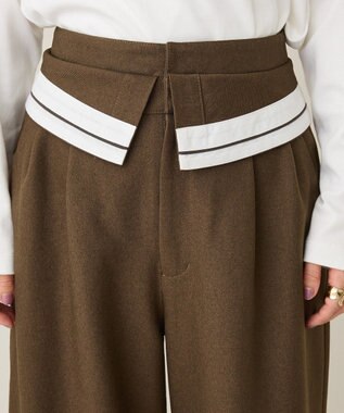 CRAFT STANDARD BOUTIQUE ウエスト折り返しスラックス Brown Mixture