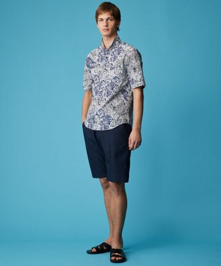 JOSEPH ABBOUD 【ウエストも伸びる/清涼/ストレッチ】ストレッチリネンシャンブレーショートパンツ ネイビー系