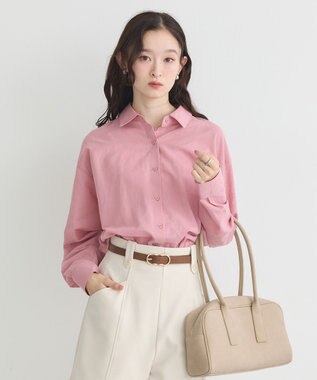 earth music&ecology 【接触冷感】綿麻混ベーシックシャツ Pink