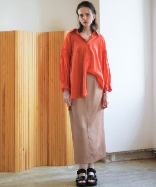 YECCA VECCA 綿麻シアーボリュームギャザーシャツ Off White