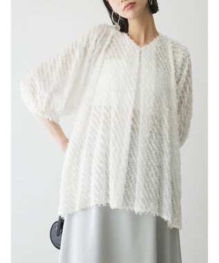 Green Parks AnriettMusee カットジャガードタックブラウス Ivory