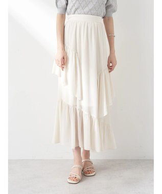 earth music&ecology シアー楊柳アシメティアードスカート